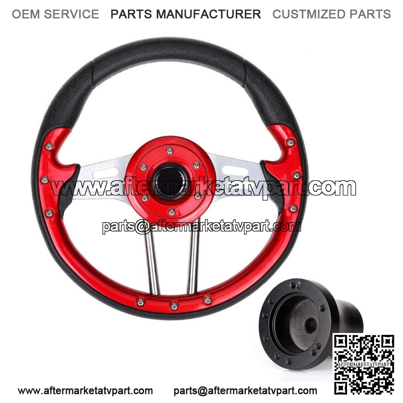 12.5″ GOLF CART STEERING WHEEL & BLACK HUB ADAPTOR FOR CLUB CAR DS CARTS